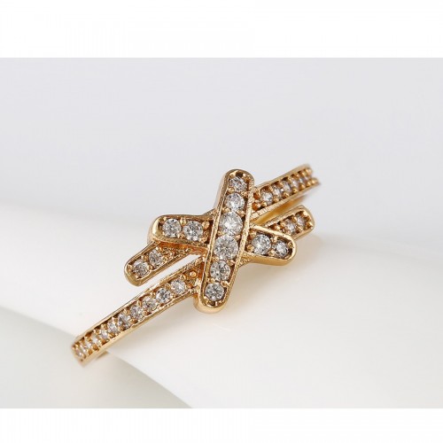 Apzeltīts gredzens ar baltiem cirkoniem, zelta pārklājums 18 karāti